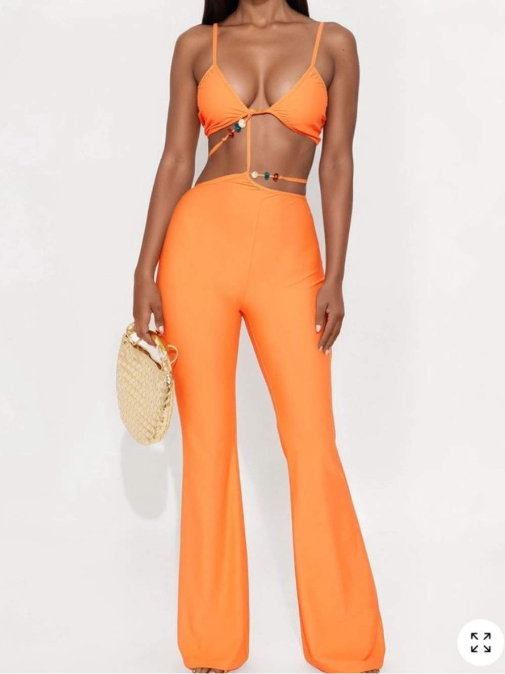 2/75$🔥High-Waist Flare Pants in Bright Orange